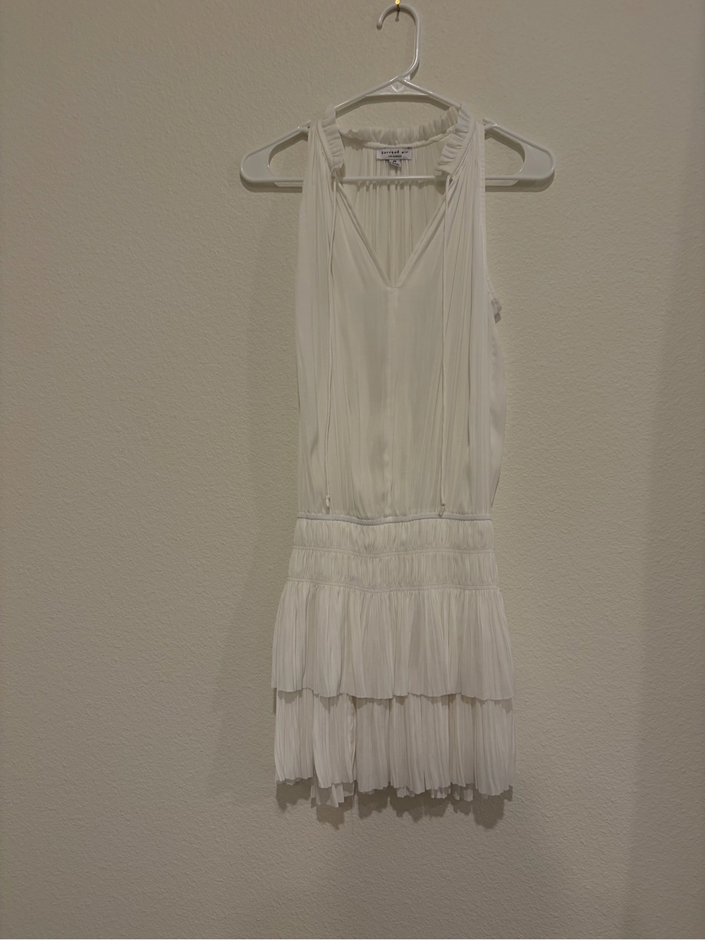 Current Air White Pleated Tiered Mini Dress